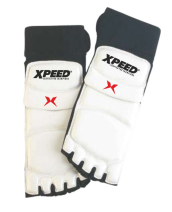 Xpeed XP2005 Taekwondo foot protector with PU elastic instep and shin guard for training or competition protection.