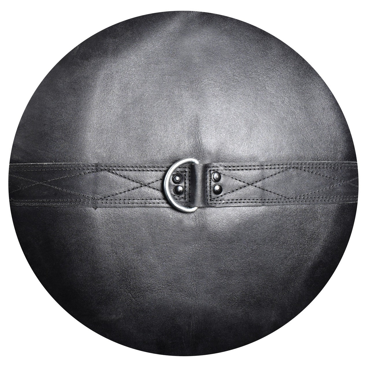 Xpeed XP207 all leather punching bag in black and white, 120x45 cm, shown hanging with detailed leather surface.