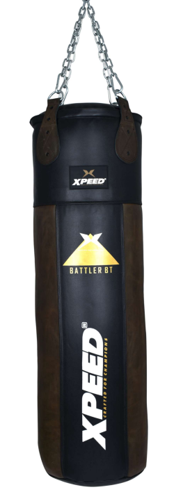 Xpeed XP209 heavy-duty leather and PU straight punch bag with chain for boxing training and martial arts workouts.