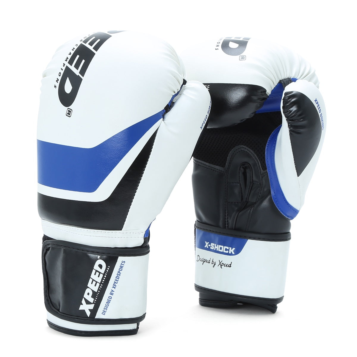 Blue XPEED XP2473 X-Shock boxing glove with padded wrist support and breathable material for training or sparring.