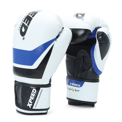 Blue XPEED XP2473 X-Shock boxing glove with padded wrist support and breathable material for training or sparring.