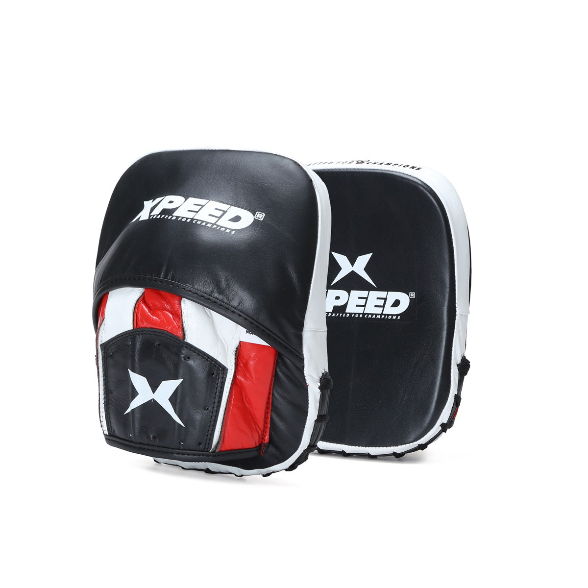 Xpeed XP2474 Boon Pad Leather focus mitts made from premium cowhide leather for elite boxing training.