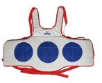 Xpeed XP2476 Basic Chest Guard, reversible PVC protective vest showing front and back views for martial arts training.