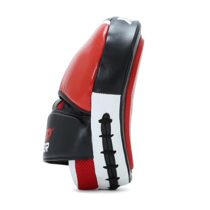Xpeed XP2487 Fighter Focus Pad with goat leather cover and GelTech Impact Zone for boxing and martial arts training.
