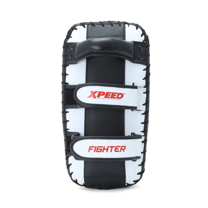 Xpeed XP2489 Fighter Thai Pad for kickboxing and MMA training, showing a black and red striking shield with padded surface.