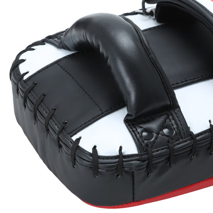 Xpeed XP2489 Fighter Thai Pad for kickboxing and MMA striking, black and red padding with adjustable straps