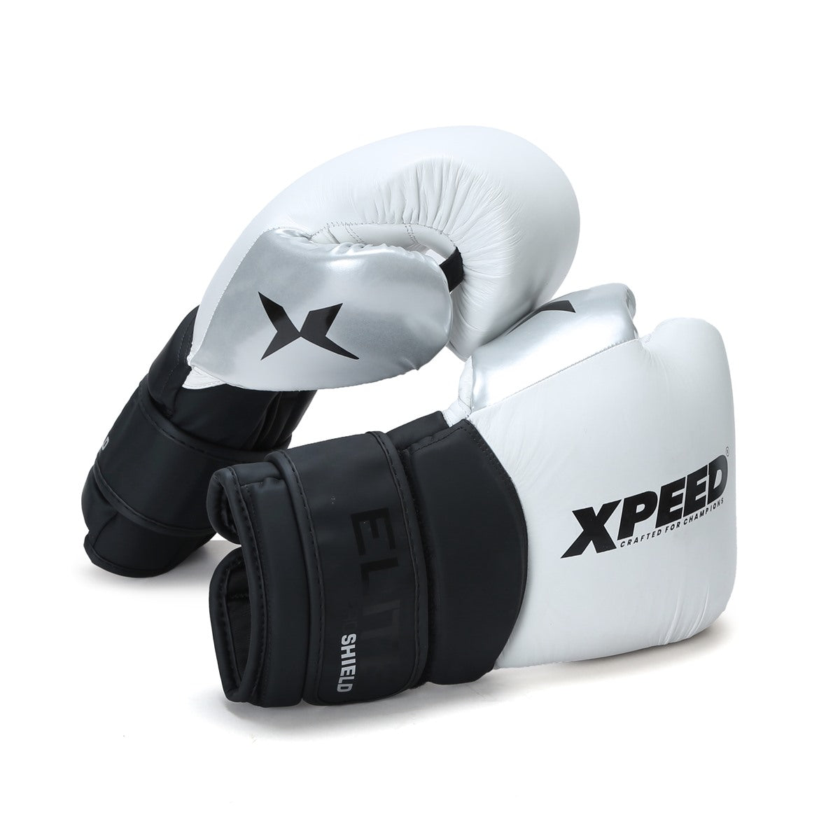 Xpeed XP2802 sparring boxing gloves in black and red, featuring padded wrist support and durable construction for training.