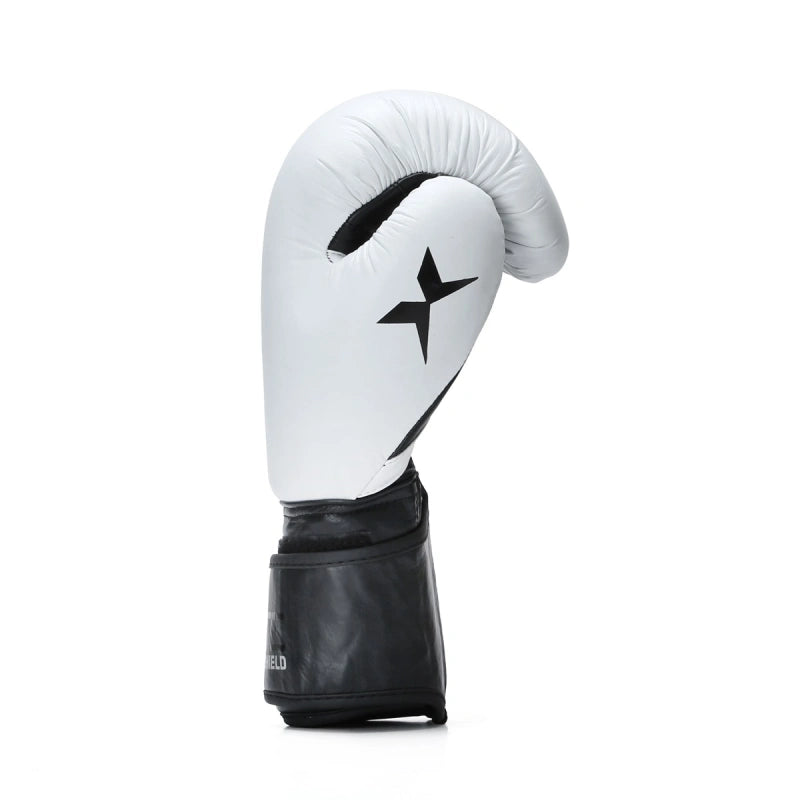 Xpeed XP2804 Elite professional boxing gloves with black and red design, padded wrist support, and durable leather construction.