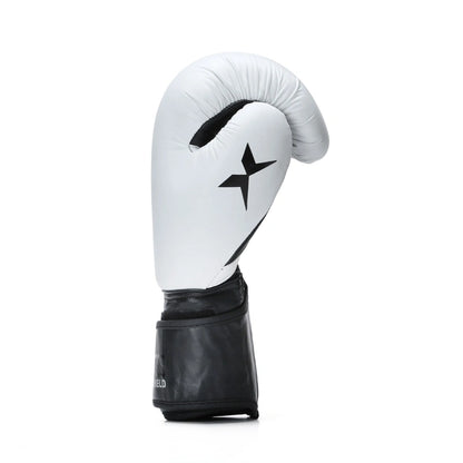 Xpeed XP2804 Elite professional boxing gloves with black and red design, padded wrist support, and durable leather construction.