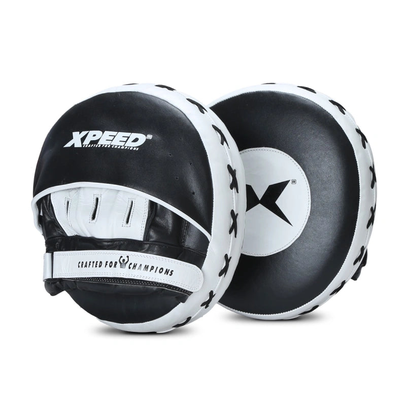 Xpeed XP2806 Elite Fighter Air Pads, professional focus mitts with high-impact padding for boxing training, shown in black with padded surface