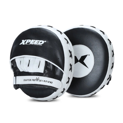 Xpeed XP2806 Elite Fighter Air Pads, professional focus mitts with high-impact padding for boxing training, shown in black with padded surface