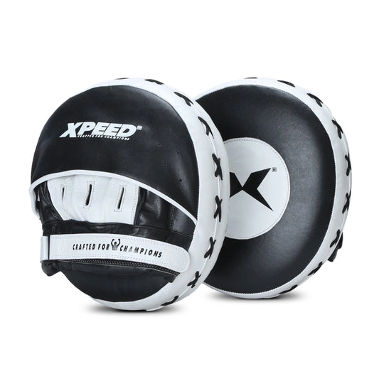 Xpeed XP2806 Elite Fighter Air Pads, professional focus mitts with high-impact padding for boxing training, shown in black with padded surface