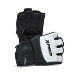 Xpeed Elite MMA glove XP2808 for sparring and training, black and red grappling gloves with padded wrist support.