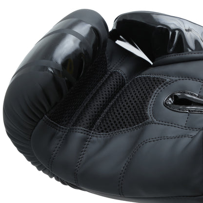 Black Xpeed XP3051 Matt PU boxing gloves for professional training and sparring, featuring padded support and secure wrist straps.