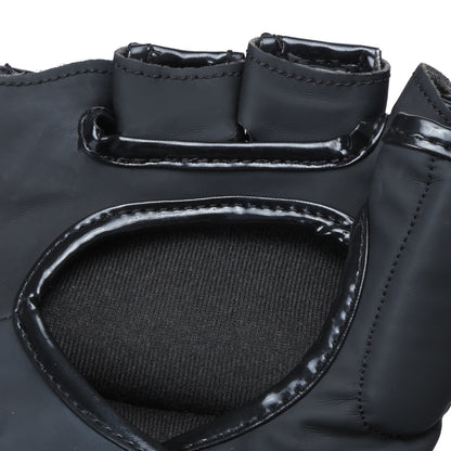 Black Xpeed XP3054 Matt PU MMA glove with cut finger design, featuring a sleek matte finish and padded hand protection.