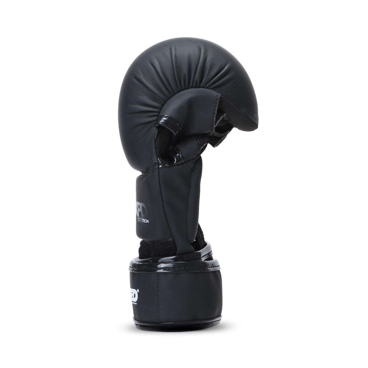 Black Xpeed XP3056 MMA sparring glove with matte finish, padded palm and adjustable wrist strap for combat sports training.