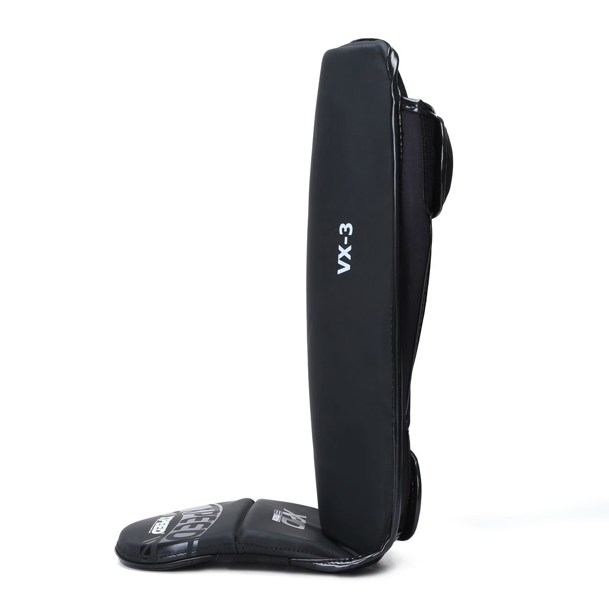 Black Xpeed XP3058 Matt PU grappling shinguard showing padded protective design for martial arts or combat sports.