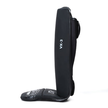 Black Xpeed XP3058 Matt PU grappling shinguard showing padded protective design for martial arts or combat sports.