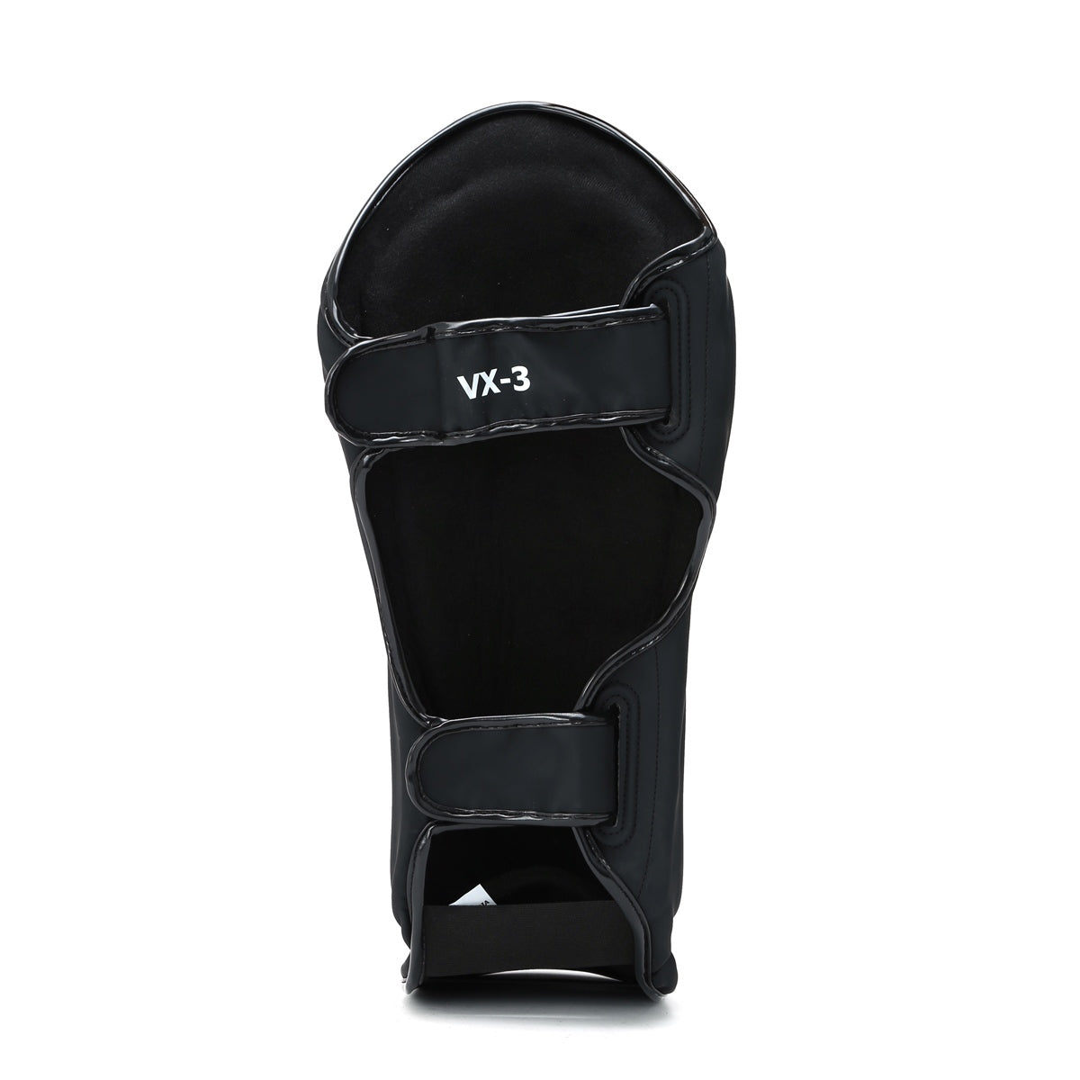 Black Xpeed XP3059 Matt PU stand-up shinguard with padded protection and adjustable straps for secure fit.