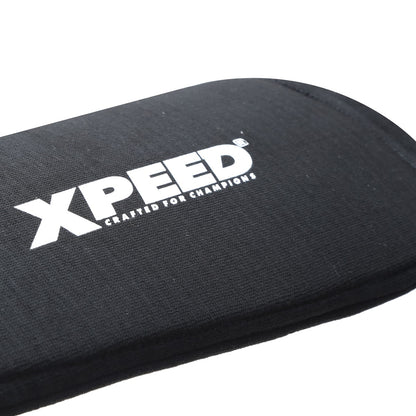 XPEED XP3066 fabric shin guards for martial arts and MMA, featuring padded protection and adjustable straps.