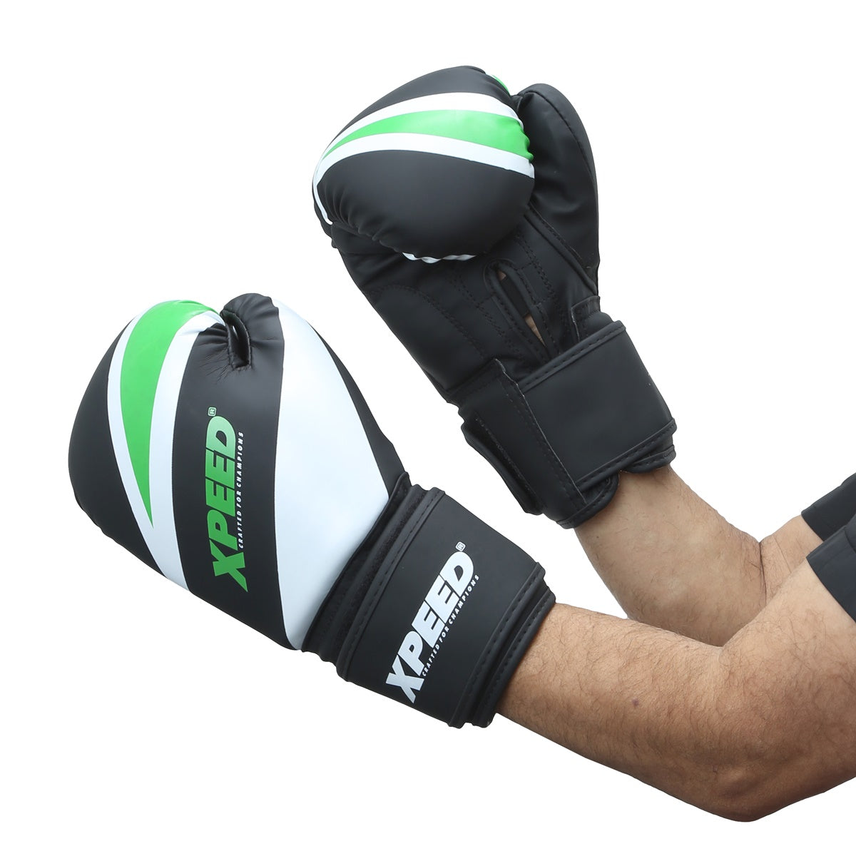 Green XPEED PMFT XP401 boxing gloves with high-density IMF 2.0 PU material, designed for sparring and training.