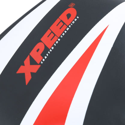 XPEED Abdoguard XP405 anatomic PU groin and abdominal protector for boxing and MMA, shown in black with padding and adjustable straps.