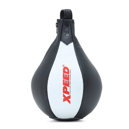 XPEED XP407 heavy-duty PU boxing speed ball, 27cm for agility and coordination training, shown hanging for boxing practice.