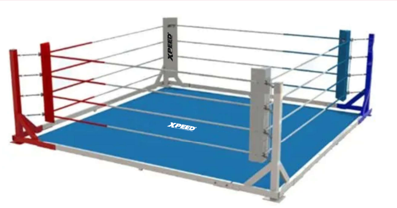 Xpeed XP5006 professional boxing ring floor with interlocking mat system, showing the durable, cushioned surface for boxing matches.