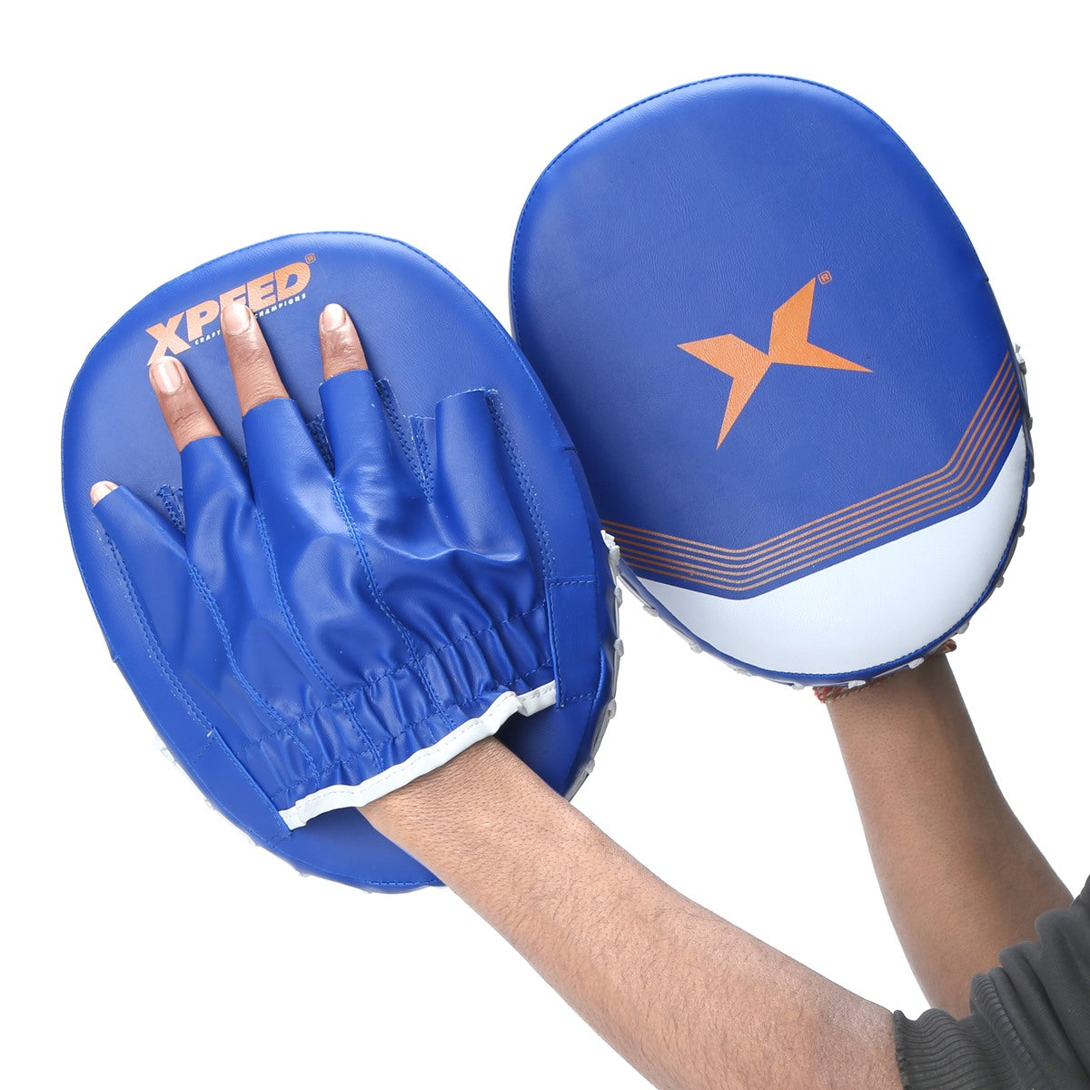 Xpeed XP503 straight focus pad for boxing and martial arts training, black with padded surface and grip handles.