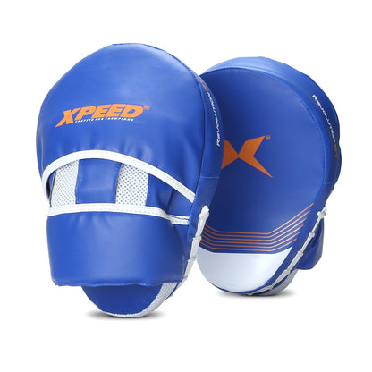 Xpeed XP504 curved focus pads for boxing and martial arts training, showing padded surface and ergonomic grip design.