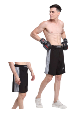 XPEED XP702 MMA shorts in black with red accents, designed for high-performance combat training and martial arts.