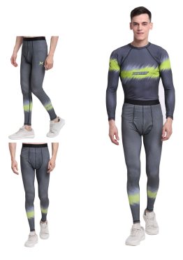 Men's XPEED XP705 compression tights, black athletic compression tights with form-fitting design for sports and workouts.