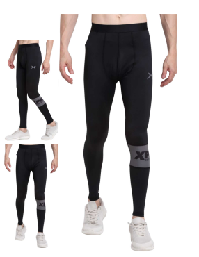 XPEED XP706 men's compression tights showing a close-up of the black and gray fitted athletic compression tights.