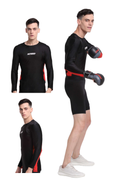 Men's XPEED XP709 long sleeve rash guard, compression training top with sleek design and durable fabric for active sports.