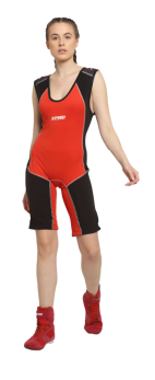 XPEED XP725 women's weightlifting suit made of polyester spandex, featuring a stretch singlet design for strength training.