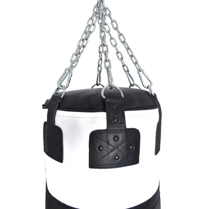 Xpeed XP204 upper cut punch bag made of all leather for boxing training, shown hanging in a gym setting.