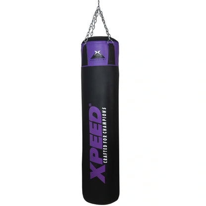 Xpeed XP201 Carbonium PU punch bag for boxing and MMA training, showing the heavy bag's back view with durable material and stitching.