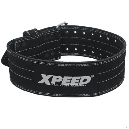 XPEED XP1001 All Leather Power Lifting Belt Suede Double Prong Zinc Buckle for Weightlifting & Strength Training