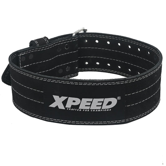 XPEED XP1001 All Leather Power Lifting Belt Suede Double Prong Zinc Buckle for Weightlifting & Strength Training