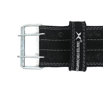 XPEED XP1001 All Leather Power Lifting Belt Suede Double Prong Zinc Buckle for Weightlifting & Strength Training
