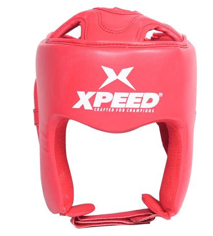 XPEED XP2102 Wushu Headguard - Adjustable PU Leather Head Guard with Chin Strap