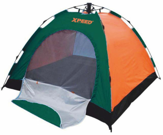 XPEED XP2460 Camping Tent Heavy 4 Person Dome Polyester Fiberglass Rod Water Resistant Breathable for Outdoor Camping