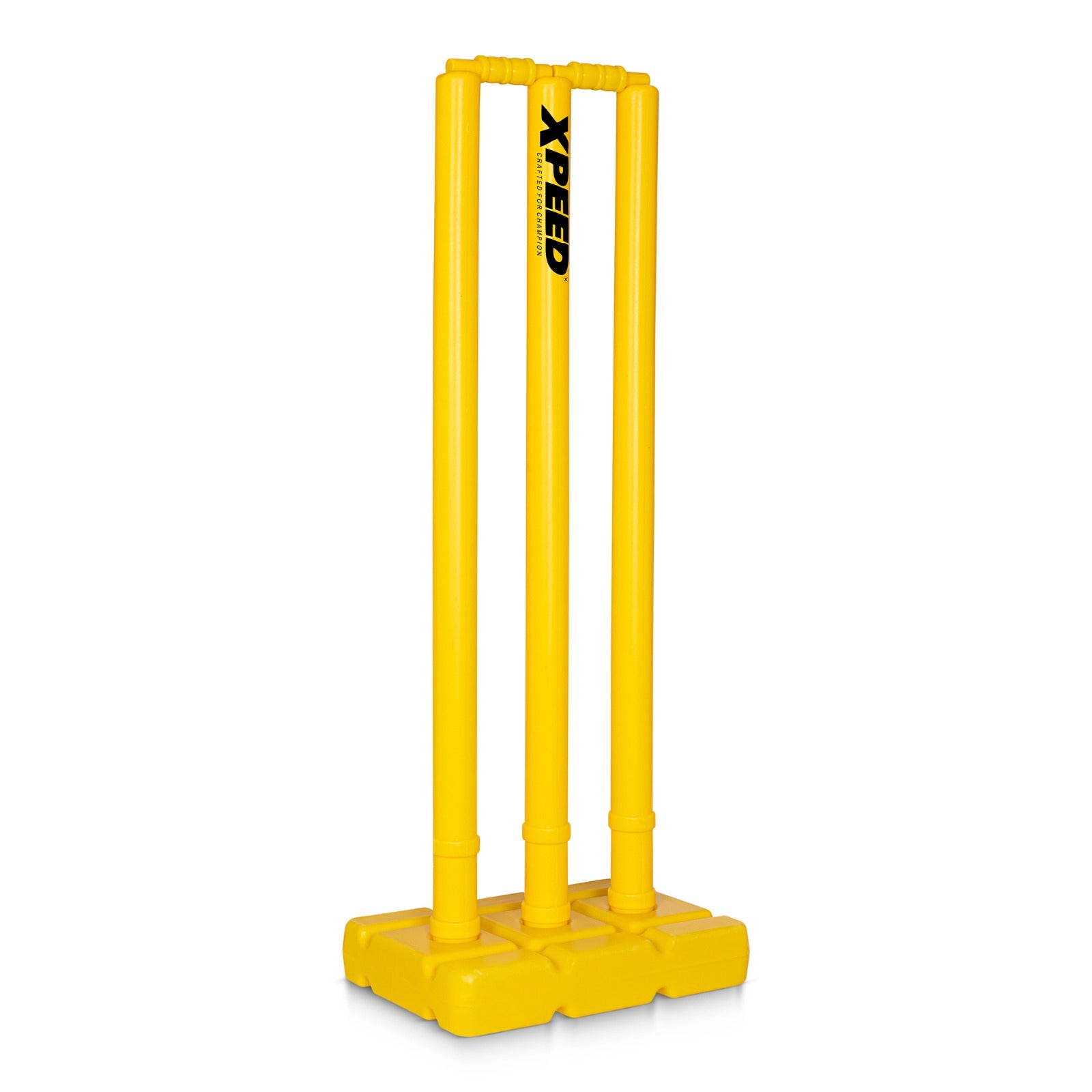 Xpeed Cricket Stumps – Wooden Stump Set Spring Stand Cricket Stumps & Bails for Practice (Front View)