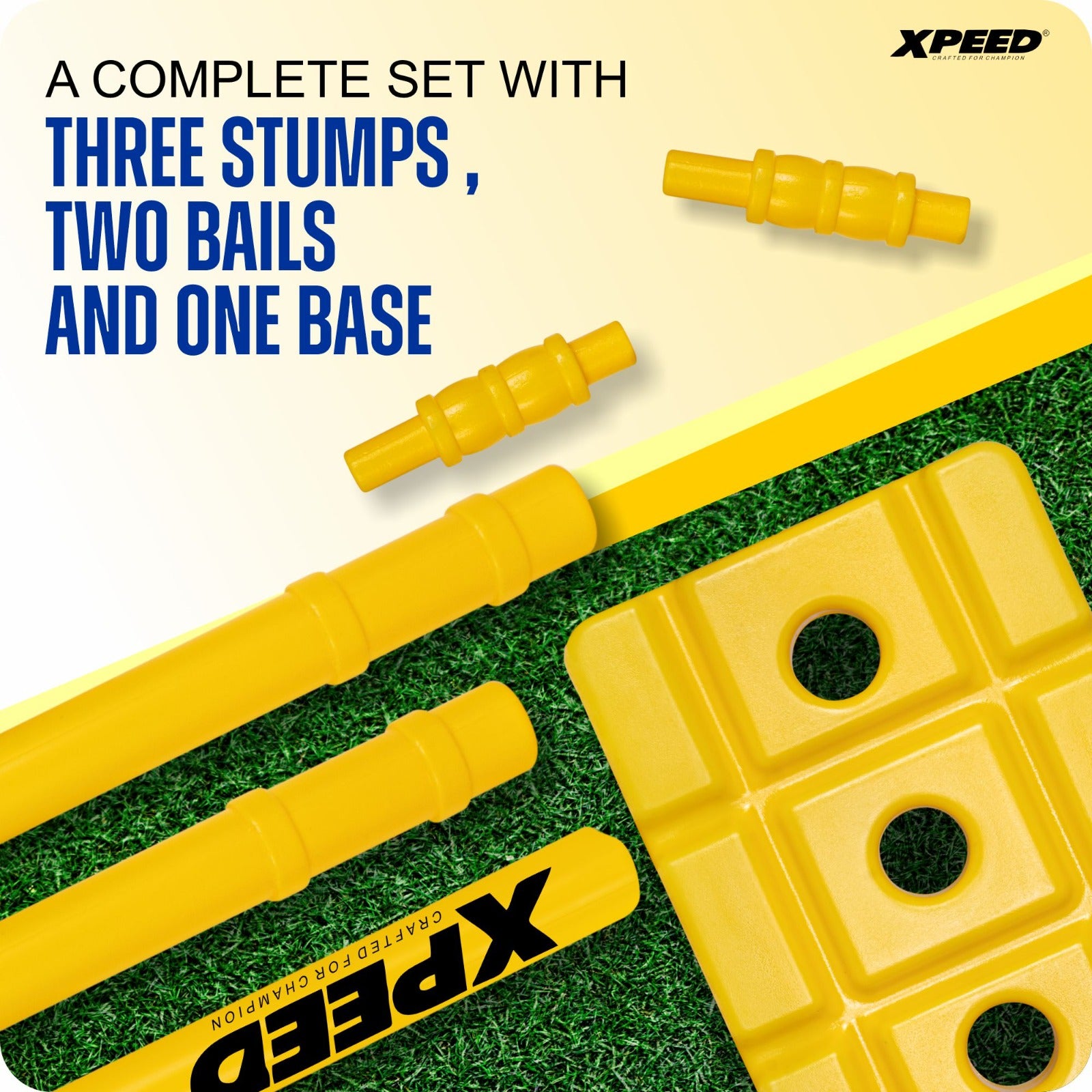 Xpeed Cricket Stumps – Plastic Stump Set Full Size Cricket Stumps & Bails for Practice Match 