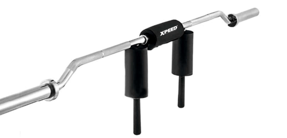 Xpeed Safety Squat Bar – Heavy Duty Chromed Knurled Olympic Bar Padded 270kg Capacity for (Front View)